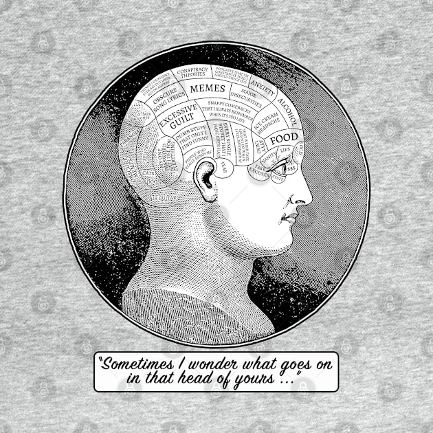 Funny Vintage Phrenology Head Illustration - Dark Humor by DankFutura